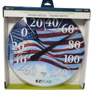 EZREAD 12.5 Inch Outdoor Thermometer American Flag Weather Resistant 840-1221